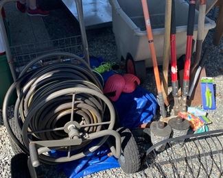 Sears Yard Cart Pickaxe Gardening Tools Hose Reel