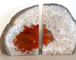 Pair of Brazilian Geode / Agate Bookends, measures 5 inches tall. 
