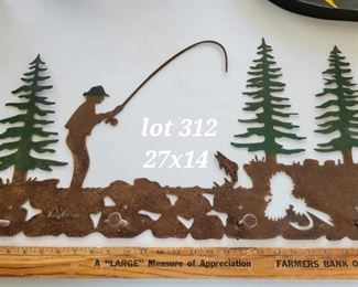 Metal fisherman hanging 