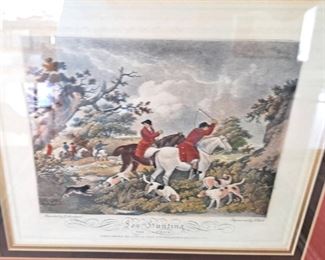 Hunt scene lithographs, set of 4
