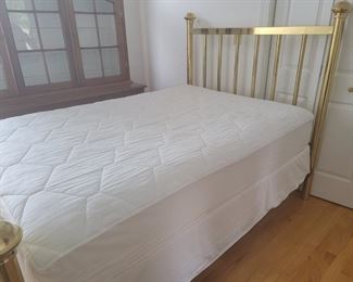 Antique brass bed, full mattress set