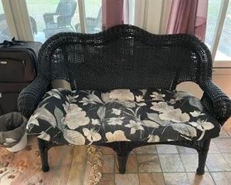 BLACK ALLWEATHER WICKER LOVESEAT