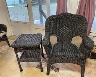 BLACK ALLWEATHER WICKER CHAIR