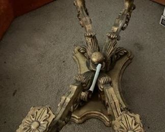 VTG Spanish Francisco Hurtado Style Giltwood Faux Marble Coffee Table base (glass top missing).