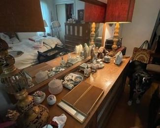 MCM bureau and matching lamps.