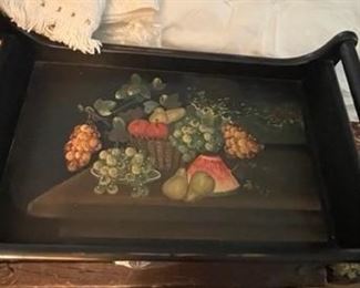 Painted wooden tray.