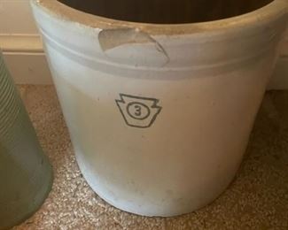 Antique number three crock.