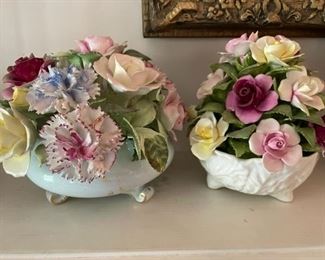 VINTAGE LARGE CAPODIMO.NTE FLOWER FLORAL CENTERPIECES IN BASKET