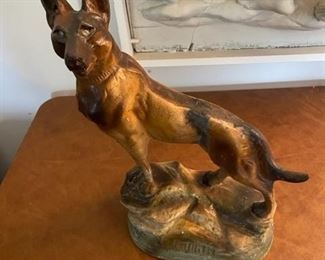 Antique German Shepherd Bronze Statue (Rin Tin Tin).
