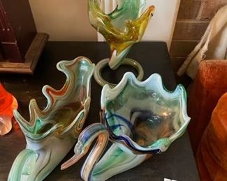 Murano style hand-blown glass bowls.