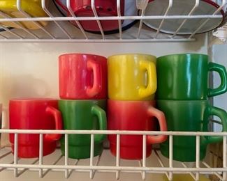 Vintage Anchor Hocking Fire King Ware Yellow Stackable Mug Cup C Handle.