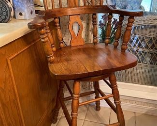 1 of 2 oak bar stools