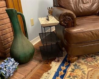 Leather chair & MCM ashtray stand 