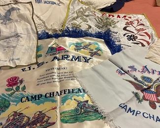WW II military scarves & pillow covers 