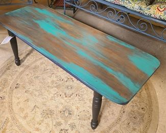 Turquoiuse handpainted Dixie Belle Paint Stain table