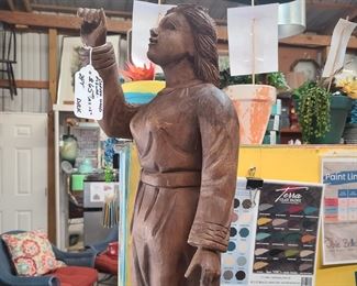 Wooden angel Missing wings and horn. Is she fallen