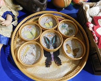 Butterfly tray and coasters