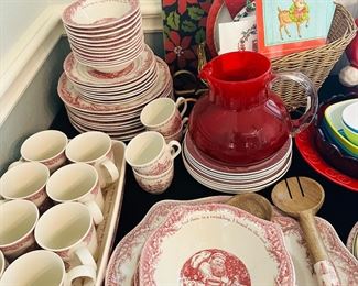 Red and white Johnson brothers
Christmas china