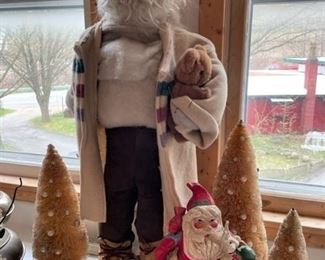 Vintage Santas and trees
