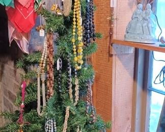 necklace tree and scarves