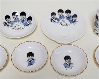 1003 THE BEATLES WASHINGTON POTTERY 1964 CUP & SAUCERS, CUP HAS HAIR LINE