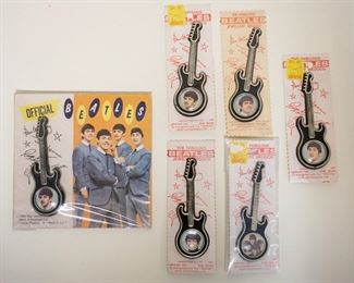 1002 THE BEATLES 1964 JEWELRY GUITAR BROOCHES, APPROXIMATELY 4 1/4 IN LONG