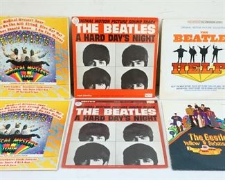 1010 LOT OF 6 BEATLES VINYL ALBUMS, SOUNDTRACKS INCLUDES BOTH MONO & STEREO VERSIONS OF MAGICAL MYSTERY TOUR, HELP, & YELLOW SUBMARINE