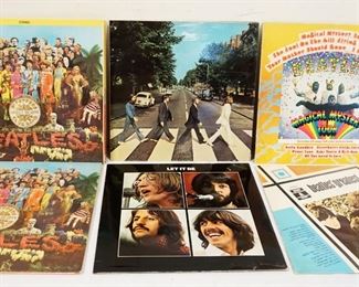 1018 LOT OF 6 BEATLES 1978/79 COLOR VINYL ALBUMS INCLUDES 2 SGT PEPPERS ONE YELLOW & ONE MARBLE (MISSING SLEEVE), MAGICAL MYSTERY TOUR, ABBEY ROAD, LET IT BE & THE BEATLES GREATEST