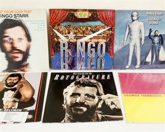 1026 LOT OF RINGO STARR VINYL ALBUMS INCLUDES BLAST FROM YOUR PAST, GOODNIGHT VIENNA, SELF TITLED, RINGO THE 4TH W/PROMO STAMP & STICKER ON COVER, RINGO'S ROTOGRAVURE, PLUS GEORGE HARRISON, RINGO STARR 1980'S PRESS CONFERENCE PICTURE DISC