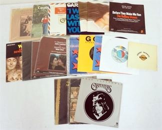 1043 LOT OF 45 RPMS INCLUDES ROLLING STONES, CARPENTERS, WINGS, SAM COOKE, THE CHIFFONS, FATS DOMINO, THE CARPENTERS ONLY YESTERDAY & YESTERDAY ONCE MORE & GEORGE HARRISON ARE COVERS ONLY