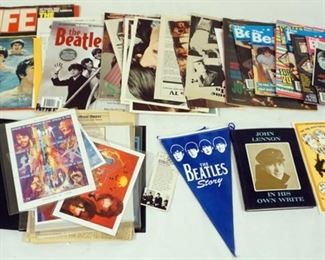 1051 LARGE LOT OF BEATLES RELATED EPHEMERA, INCLUDING STAMPS, JOHN LENNON BOOK IN HIS OWN WRITE, MAGAZINES, CLIPPINGS, ETC.