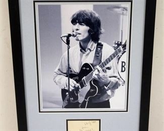1055 GEORGE HARRISON SIGNATURE PLUS GERRY AND THE PACEMAKERS, APPROXIMATELY 17 IN X 24 IN OVERALL