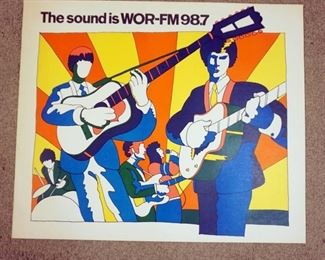 1061 MILTON GLASER VINTAGE 1960'S PSYCHEDELIC POSTER FOR WOR, APPROXIMATELY 30 IN X 36 IN