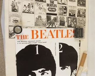 1061B LOT OF 3 BEATLES POSTERS APPROXIMATELY 34 IN X 24 IN, 40 1/4IN X 30 1/4IN ONE IS A CANVAS PRINT APPROXIMATELY 17 IN X 14 IN, ALL SHOW SIGNS OF WEAR, CREASE, TEARS, DISCOLORATION
