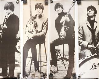 1054 THE BEATLES 1964 LIFE SIZE POSTERS IN ORIGINAL MAILERS, POSTERS SHOW AVERAGE WEAR. SIGNS OF WEAR SUCH AS TEAR, CREASE DISCOLORATION, PAUL MCCARTNEY POSTER HAS TEARS