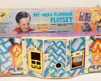 1161 PEE-WEES PLAYHOUSE PLAYSET W/ CONTENTS MATCHBOX 1988. BOX HAS WEAR, MAY NOT BE COMPLETE. PLAYHOUSE APP. 27 IN X 7 1/4 IN X 7 3/4 IN H CLOSED.