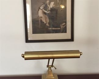 piano lamp and Vintage Print art