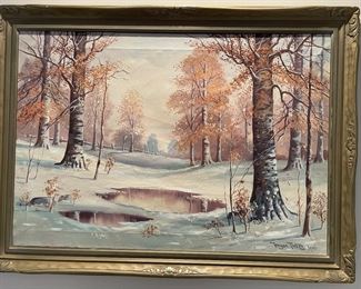Original oil painting by Bryan Tarlton titled 'Winter Woodland'