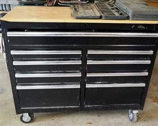 Metal 8-Drawer Rolling Tool Chest With Wood Top, 40" x 46" x 18"