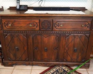 Vintage Solid Wood 2-Drawer Buffet, 38" x 58" x 20"