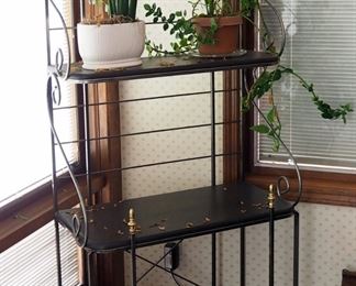 Metal Framed Bakers Rack With Wood Shelves, 73" x 31" x 16"