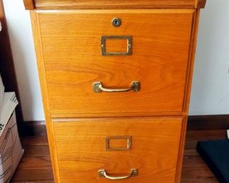 Wood 2-Drawer File Cabinet With Brass Toned Handles, 28" x 16" x 17"