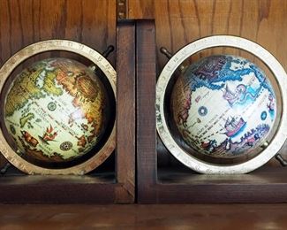 Jostens Brass Thermometer, Buffalo Nickel Wall Plaques, Qty 2, And Globe Bookends