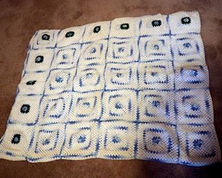 Hand Crocheted Bed Cover, 80" x 66"