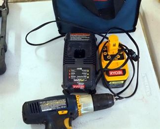 Ryobi 18v Cordless .5" Drill, Model P204, Including Batteries, Qty 2, Charger And Carrying Case