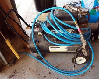 Central Pneumatic 8-Gallon Portable Air Compressor, Model 6750, Including Air Hose And Pressure Gauge Nozzle