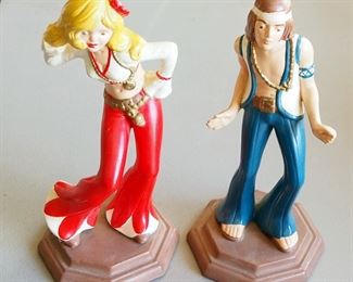 Hand Painted 9.5" Ceramic Hippie Figures