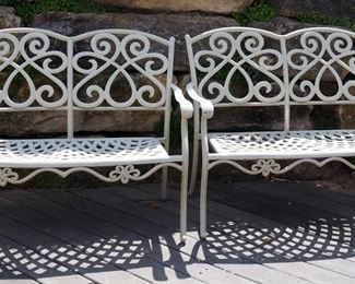 Metal Garden Benches, Qty 2, 36" x 44" x 22"