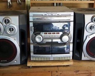 Phillips, Mini High Fi Stereo System With CD Changer And Dual Tape Deck, Model # FW-C70, Powers On