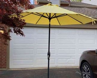 005 Frontgate Umbrella And A Cast Iron Stand